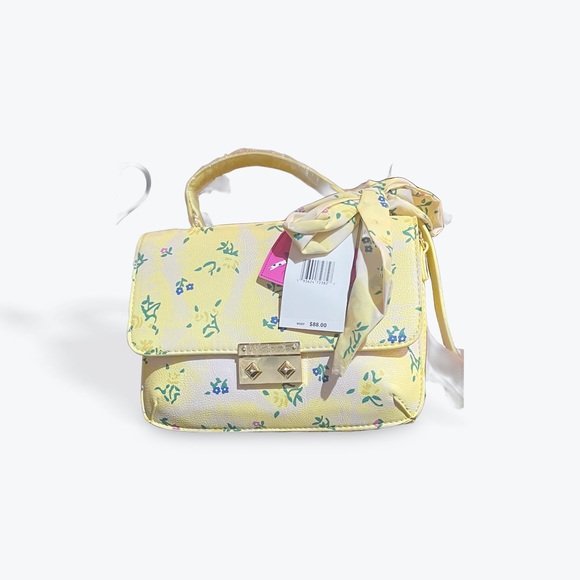 Betsey Johnson CO Staci Yellow Cream Floral crossbody & Satchel BAG w/scarf - Picture 3 of 8